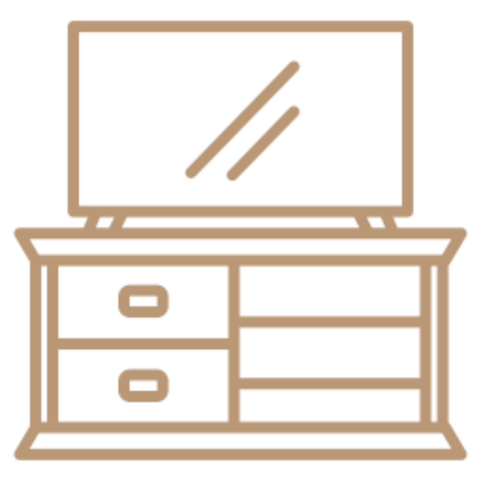 Flat icon of a dresser with a laptop on top of it