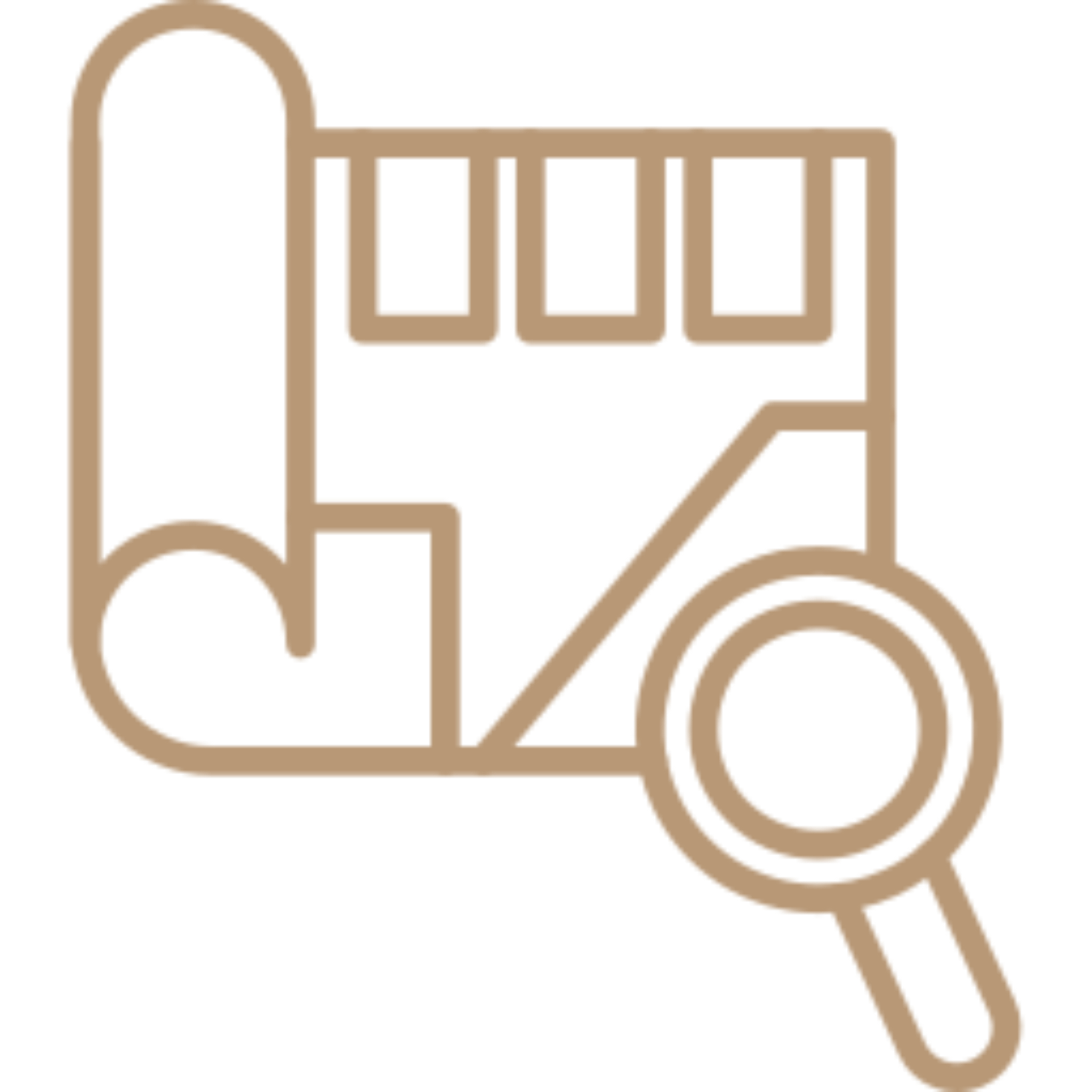 Magnifying glass hovering over a document icon, which is a vector icon of a document