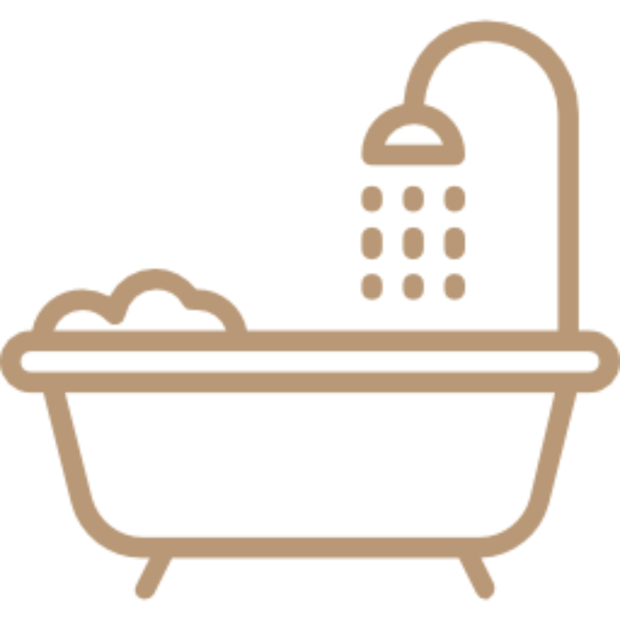 Bathtub with a shower head and a few bubbles in it, creating a relaxing atmosphere
