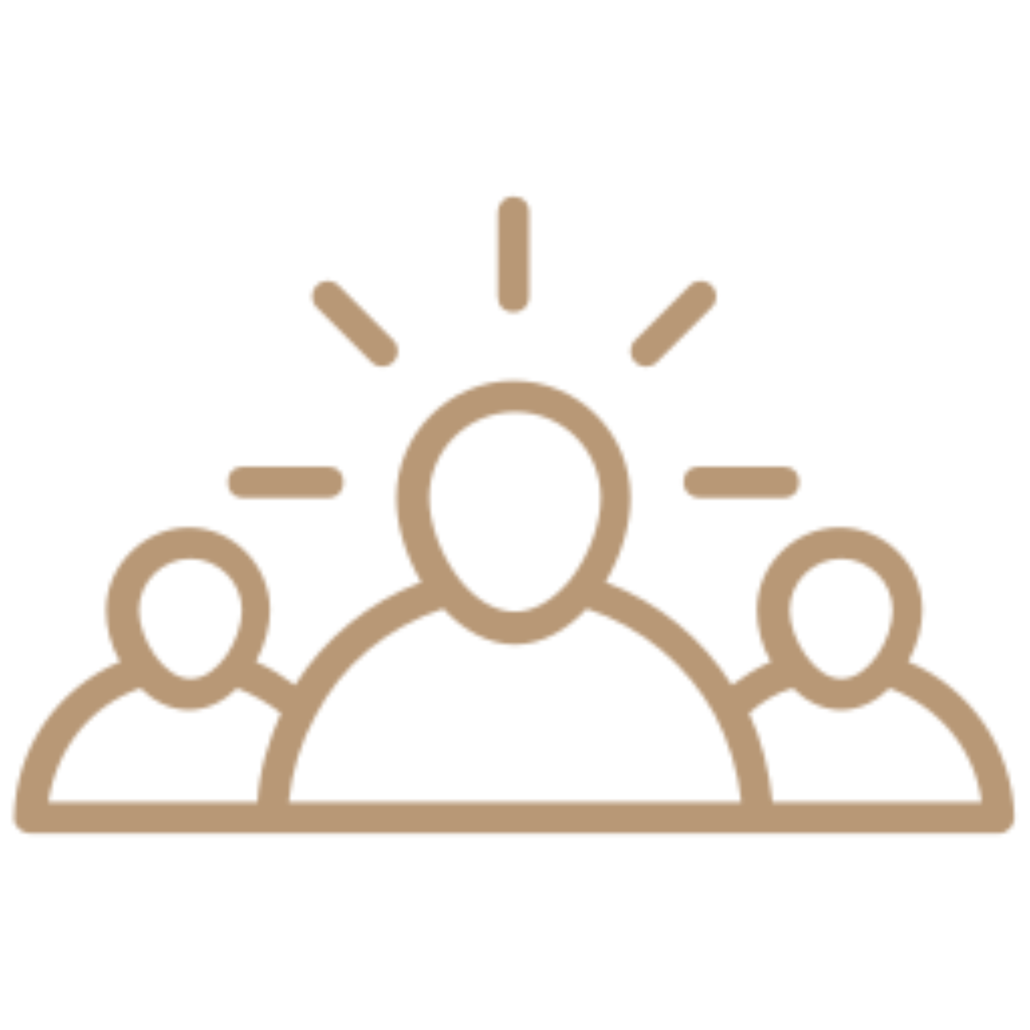 Group of people with a sun in the background, creating a vector icon