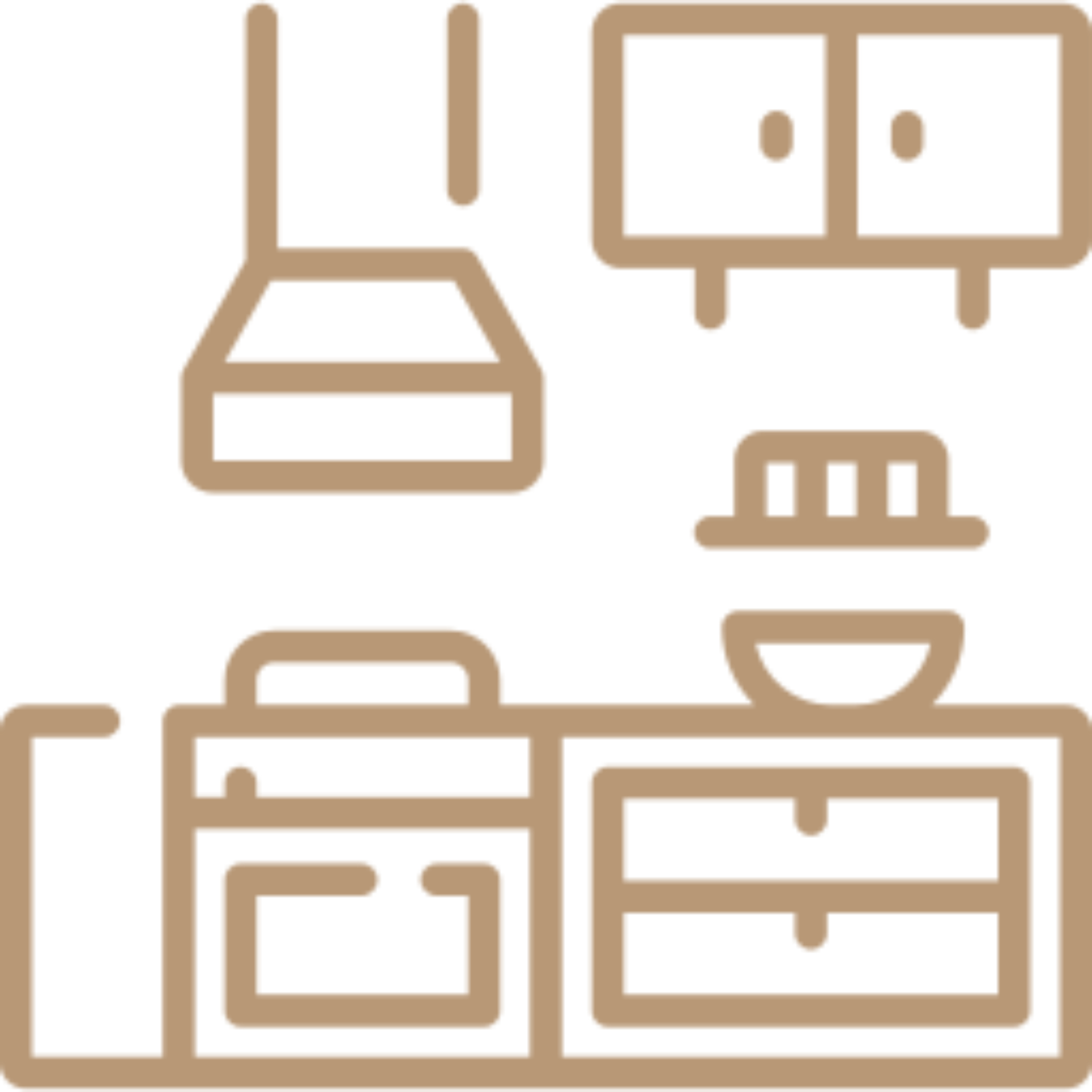 Kitchen with a sink, stove, oven, cupboards, and a bowl on the table