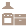 Kitchen appliances icon on black background.
